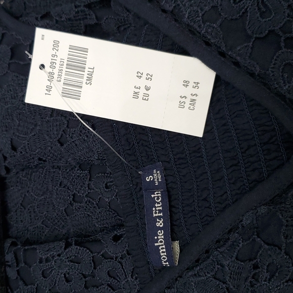 Bnwt Abercrombie & Fitch Navy lace Peplum top small - Picture 5 of 6